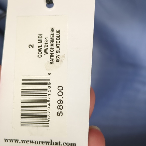 WeWoreWhat Cowl Neck Slate Blue Midi Slip Dress- Size 2 - Picture 4 of 8